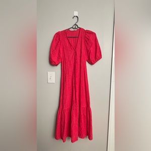 ZARA NWT SS21 WOMAN DRESS WITH CUTWORK EMBROIDERY RED